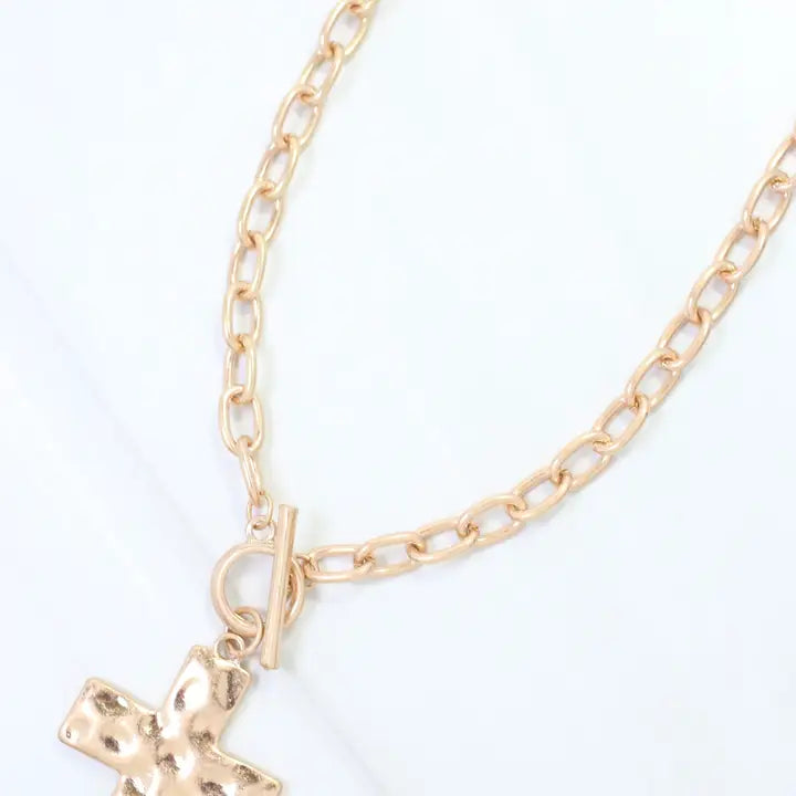 Cassie Hammered Cross Necklace