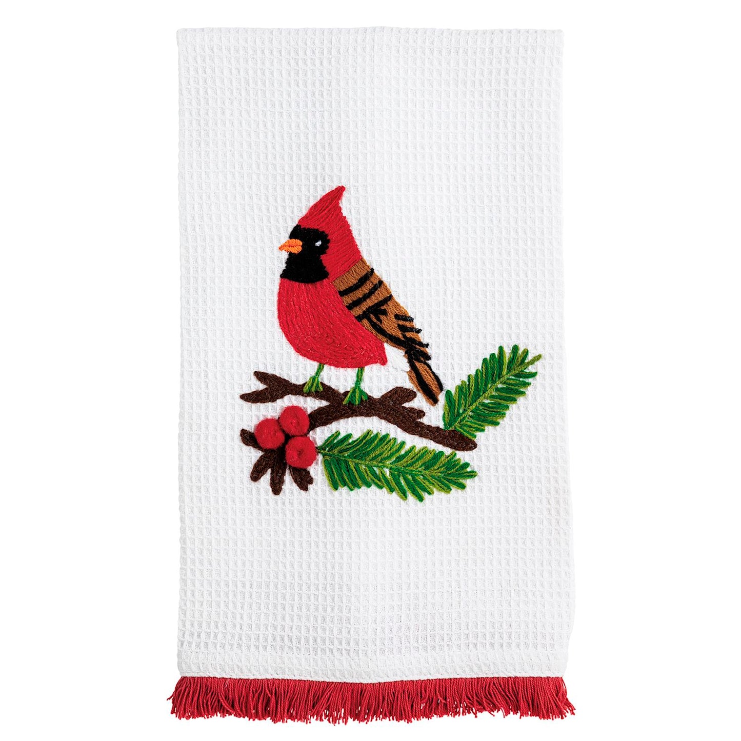 Cardinal Waffle Towel w/ Fringe