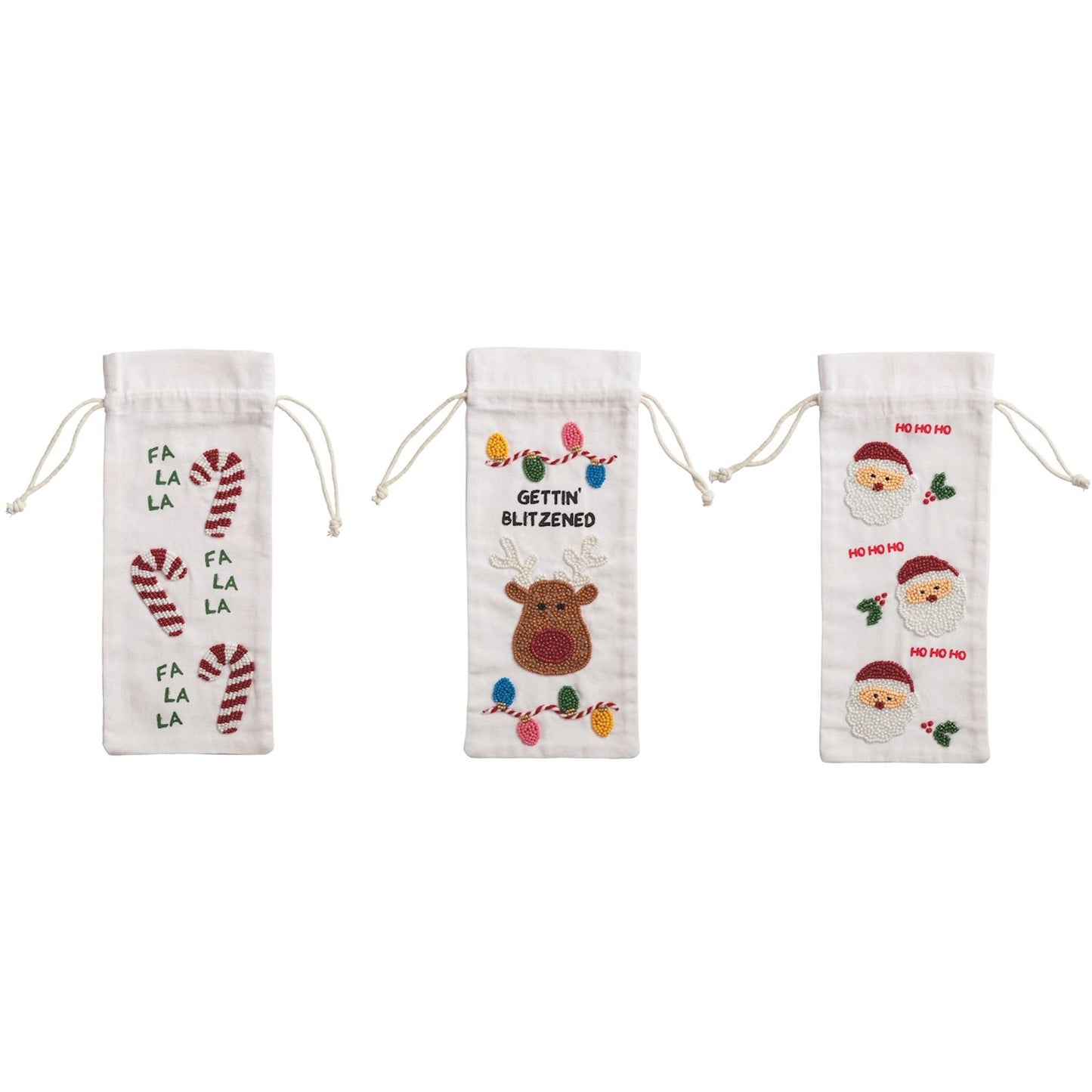 Christmas Beaded Wine Bag