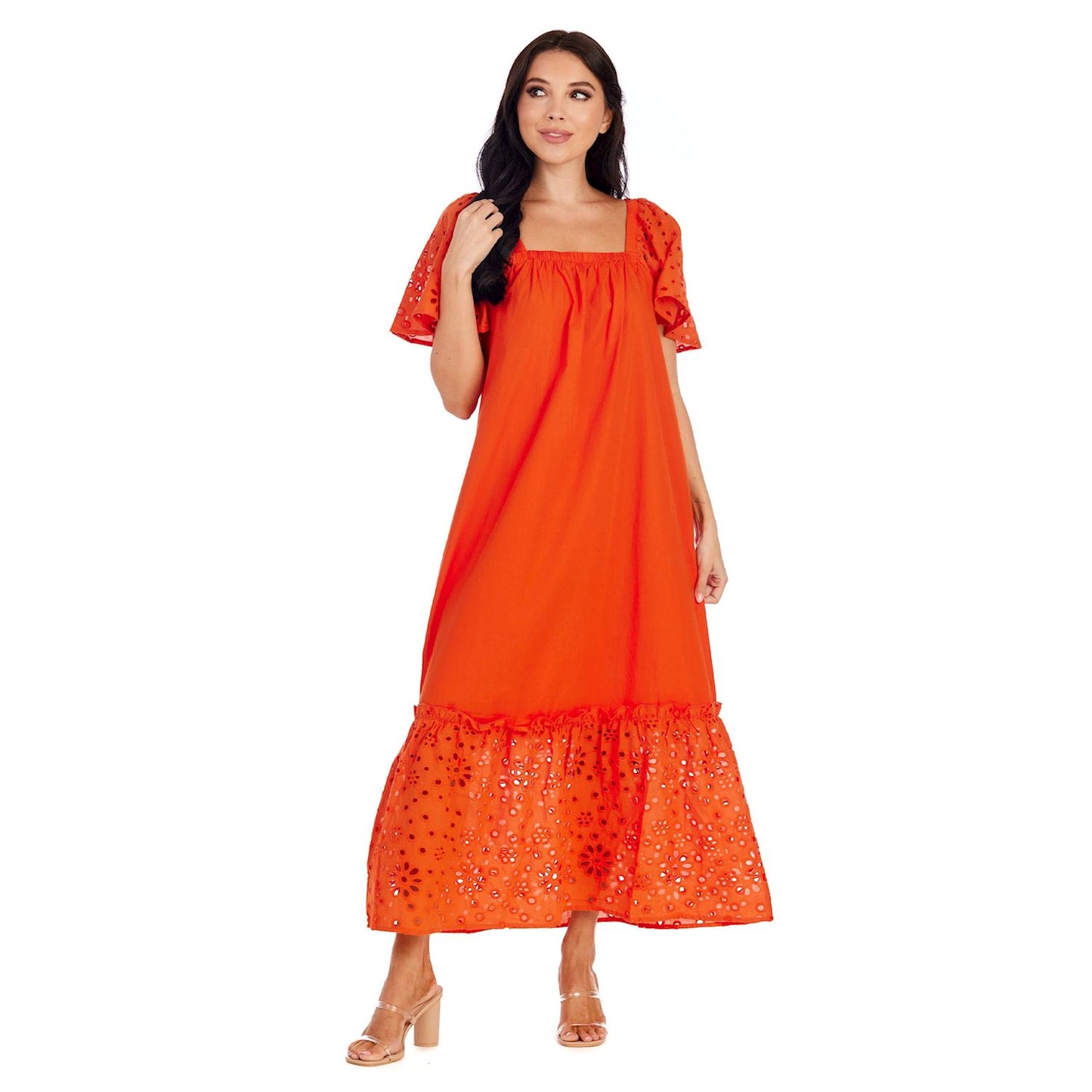 Conny Eyelet Maxi Dress Red