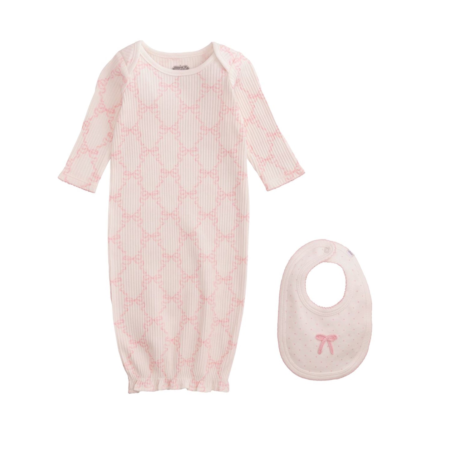 Mudpie Bow Print Gown & Bib