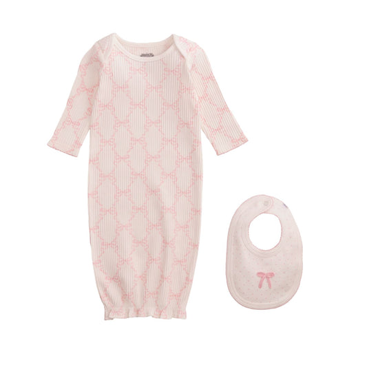 Mudpie Bow Print Gown & Bib