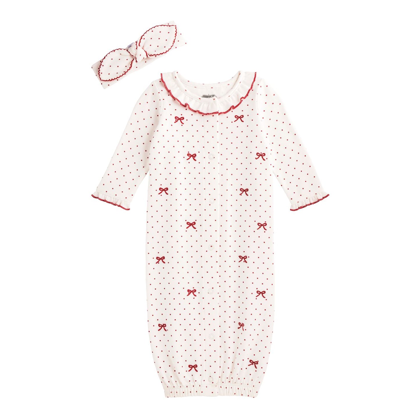 Bow Embroidery Gown with Headband