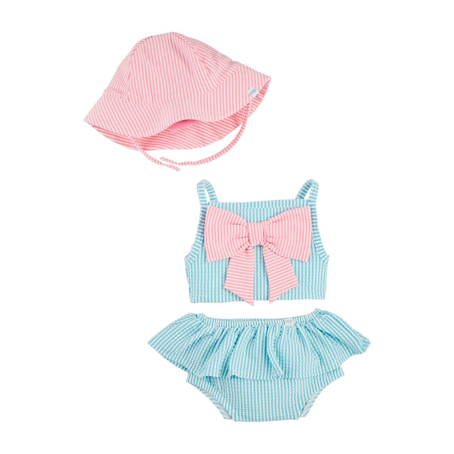 Seersucker 2pc Swimsuit w/ hat