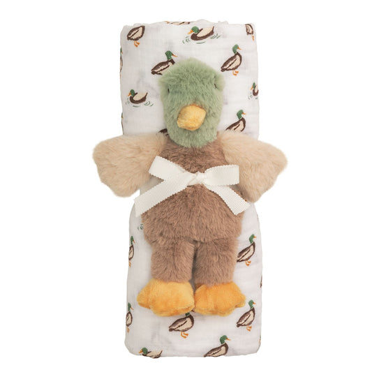 Mudpie Swaddle & Plush Rattle