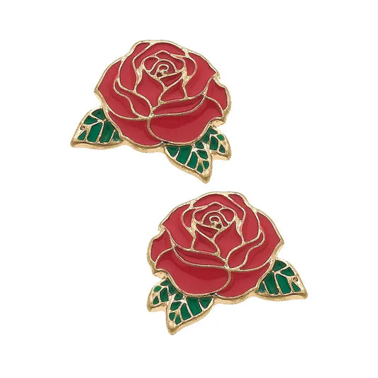Midnight Rose Enamel Stud