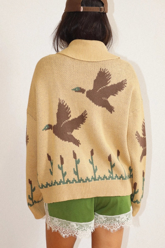 Bird Zip Knit Cardigan