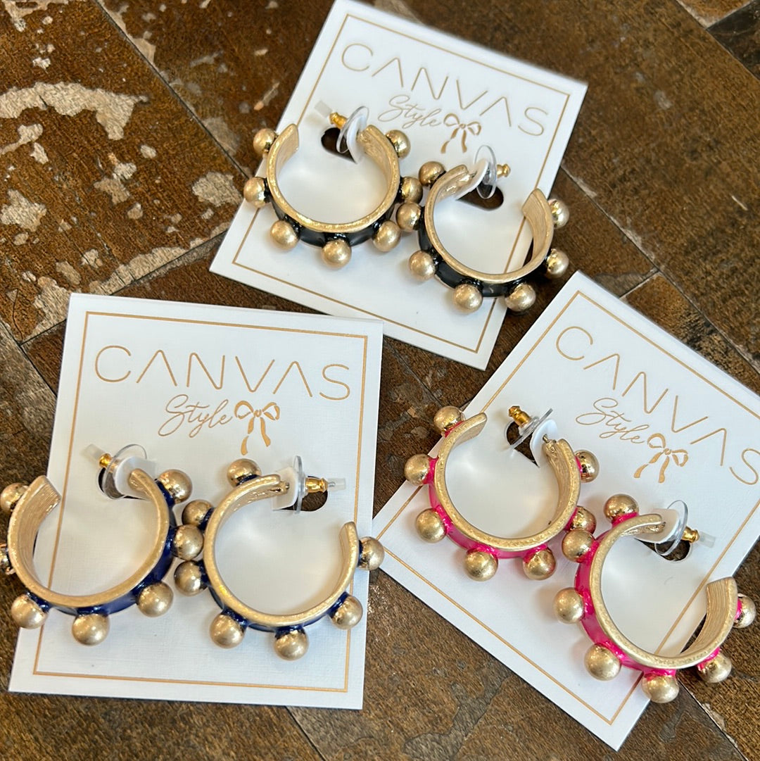 Canvas Style Jenna Chunk Studded Metal Hoop Earrings