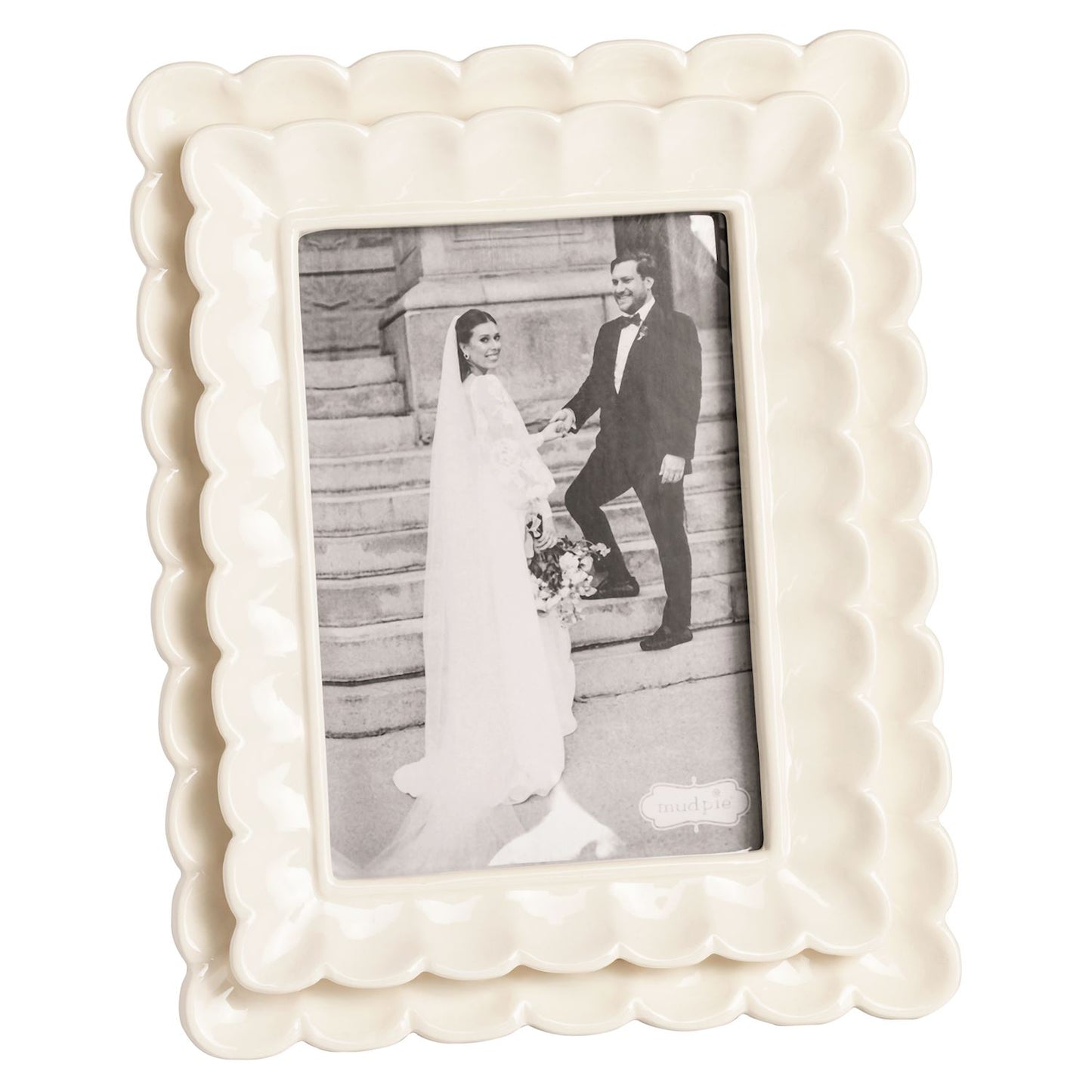 Large White Scallop Frame