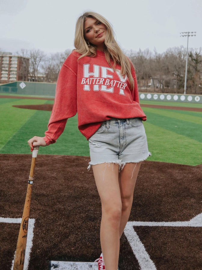 Hey Batter Corded Sweatshirt