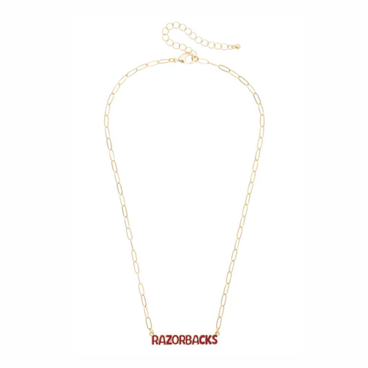 Razorbacks Puffy Nameplate Necklace