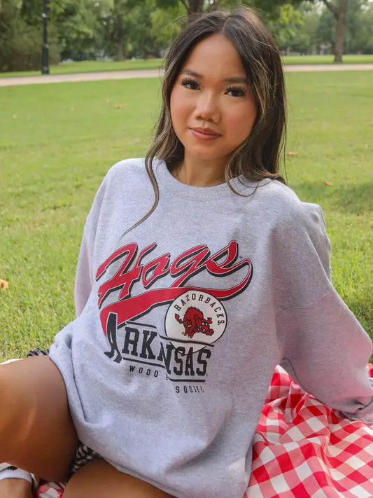 Hogs Script Grey Sweatshirt