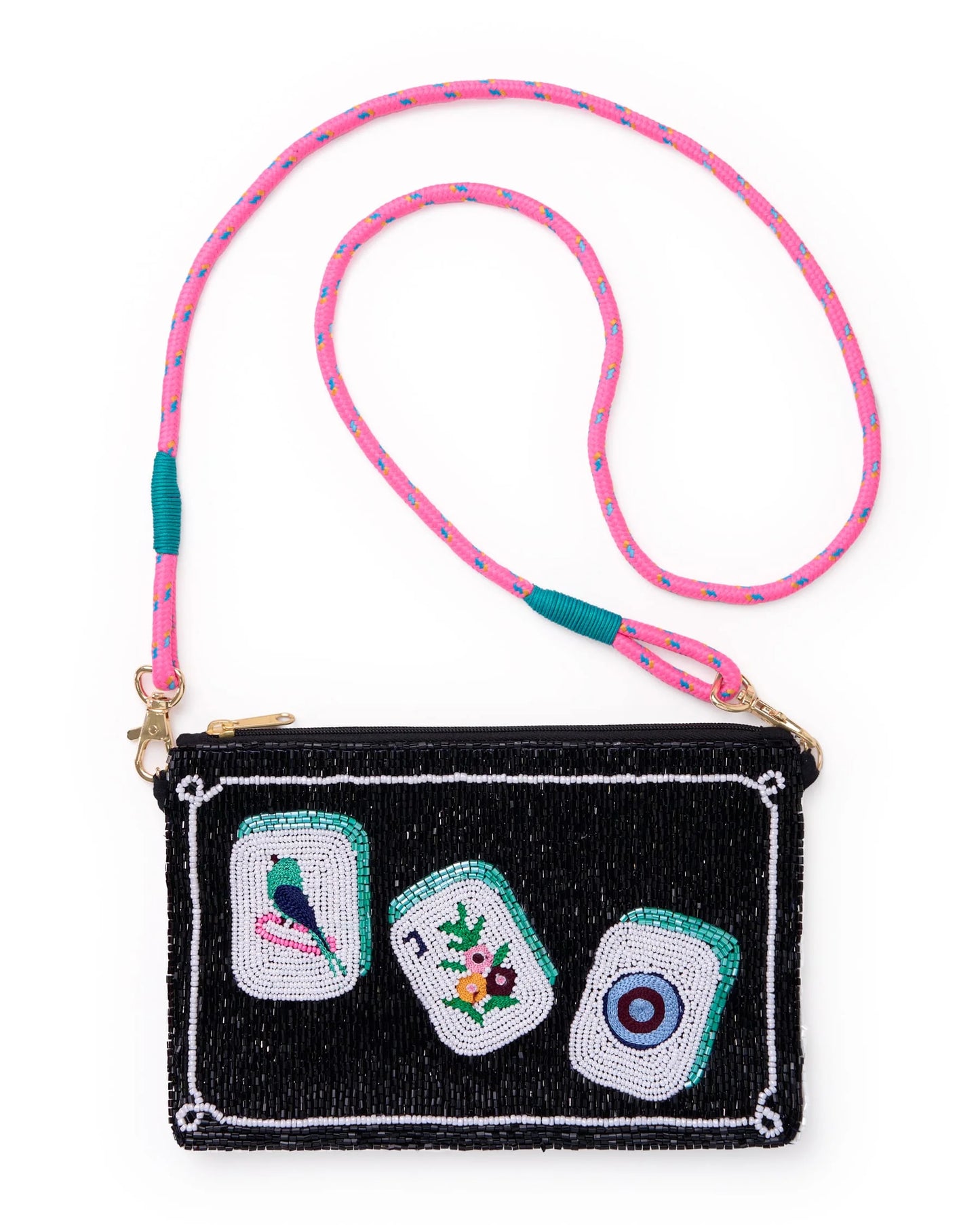 Leila Mahjong Beaded Clutch w/ Strap