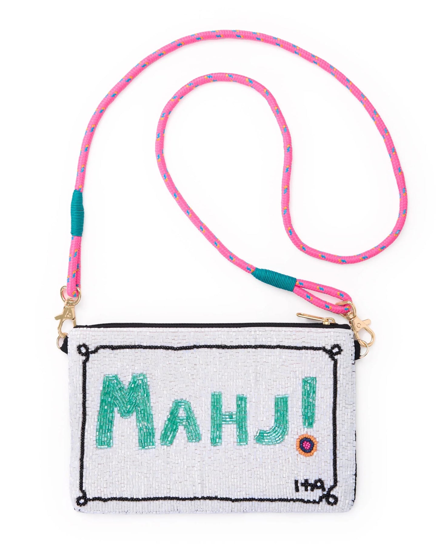 Leila Mahjong Beaded Clutch w/ Strap