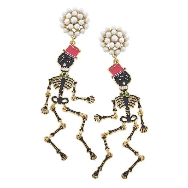 Halloween Enamel Skeleton Earrings