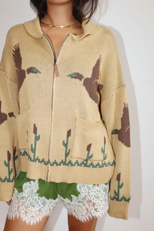 Bird Zip Knit Cardigan