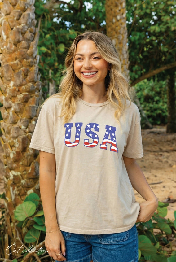 USA Flag Pattern Tee