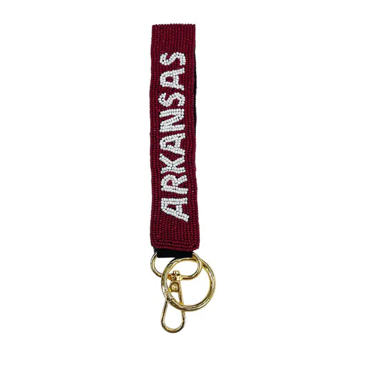 Beaded Arkansas Wristlet Keychain