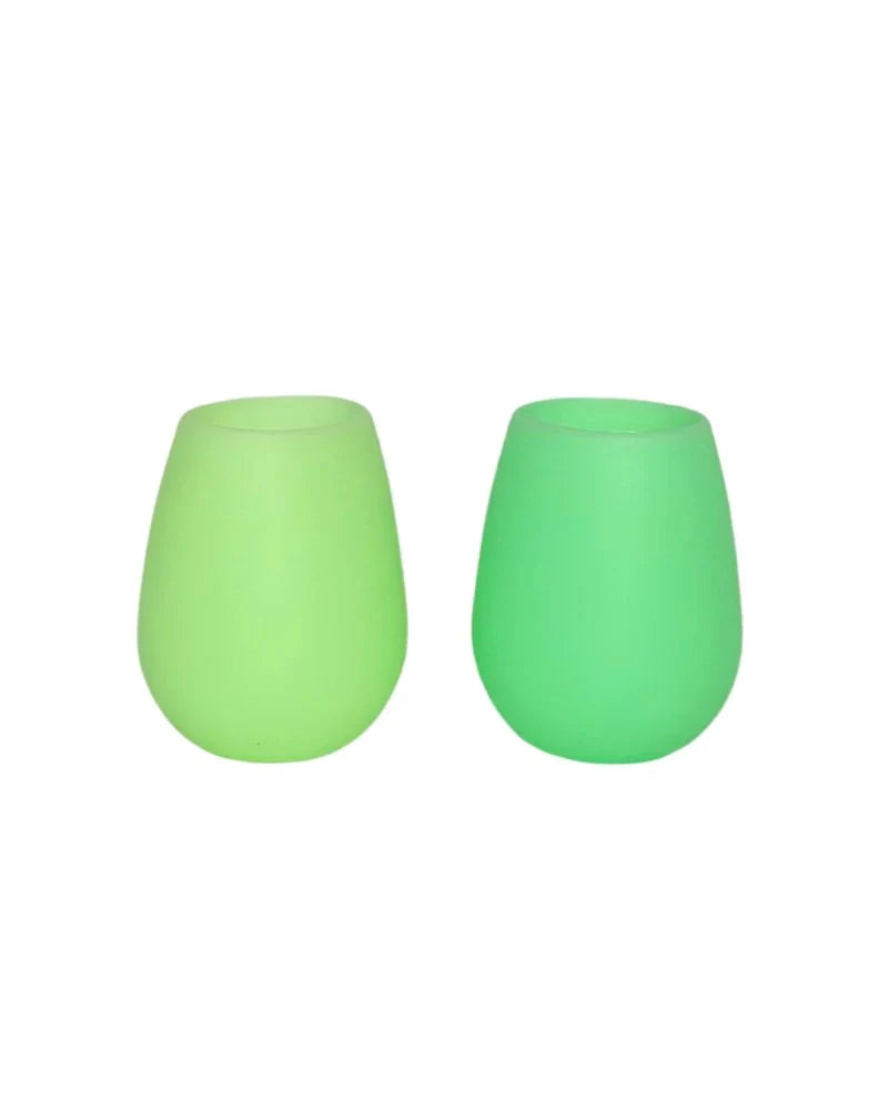 Porter Green Stemless Silicone Wine Glass Set